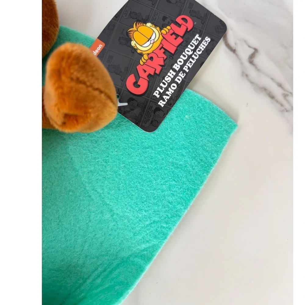 Garfield and Odie Plush Bouquet Teal‎ Felt Wrap Hearts Valentine Gift New